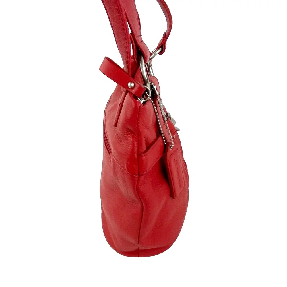 St. John's Bay Genuine Leather Shoulder Bag Red Purse Handbag Satchel Hobo Fine!